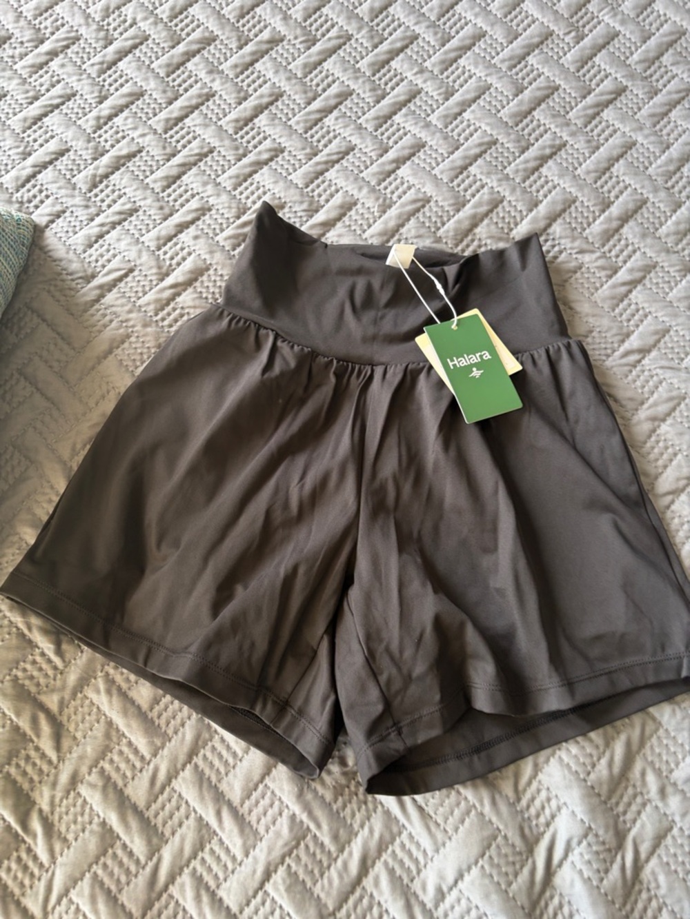 HALARA black High-Waist short with bike short underneath. 5” length